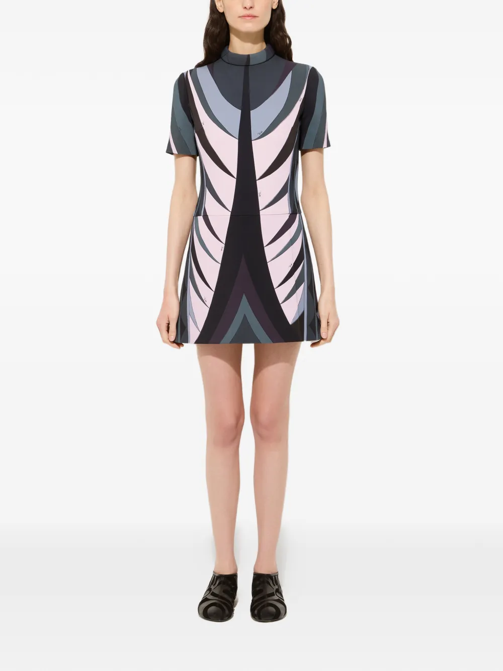 PUCCI Volute flared jurk met print Blauw