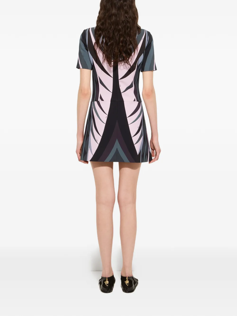 PUCCI Volute flared jurk met print Blauw