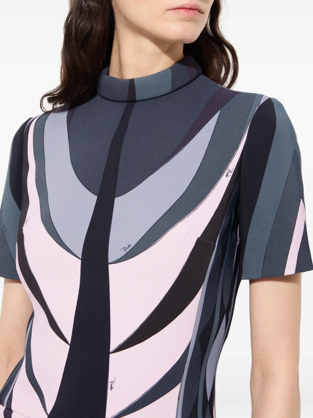 PUCCI Volute flared jurk met print Blauw