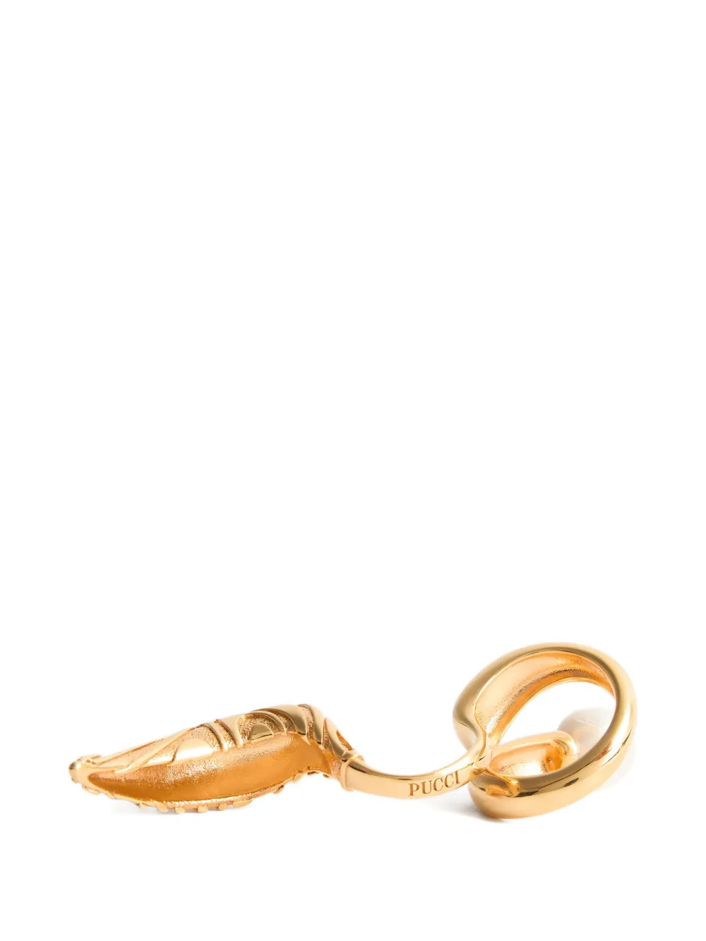 Pucci Horn Marmo-texture Ring - Gold 