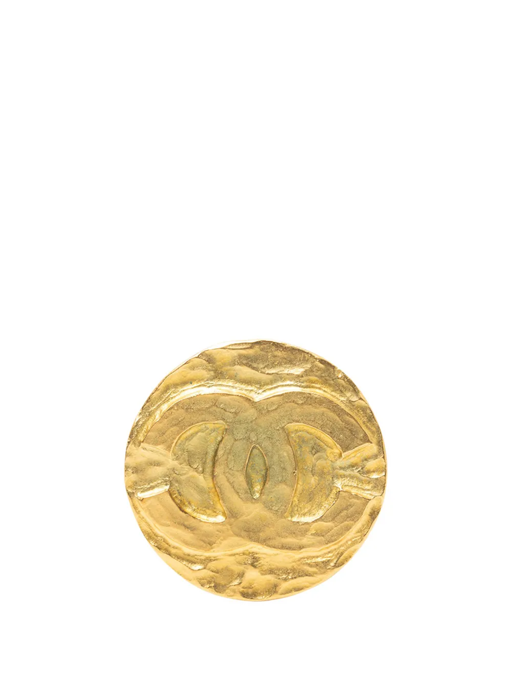 CHANEL Pre-Owned 1995 Gold Plated Round CC Logo Brooch costume brooch - Oro