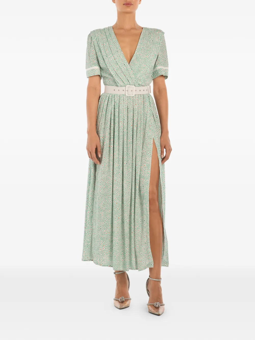  Post Meridiem Side-split Midi Dress - Green 