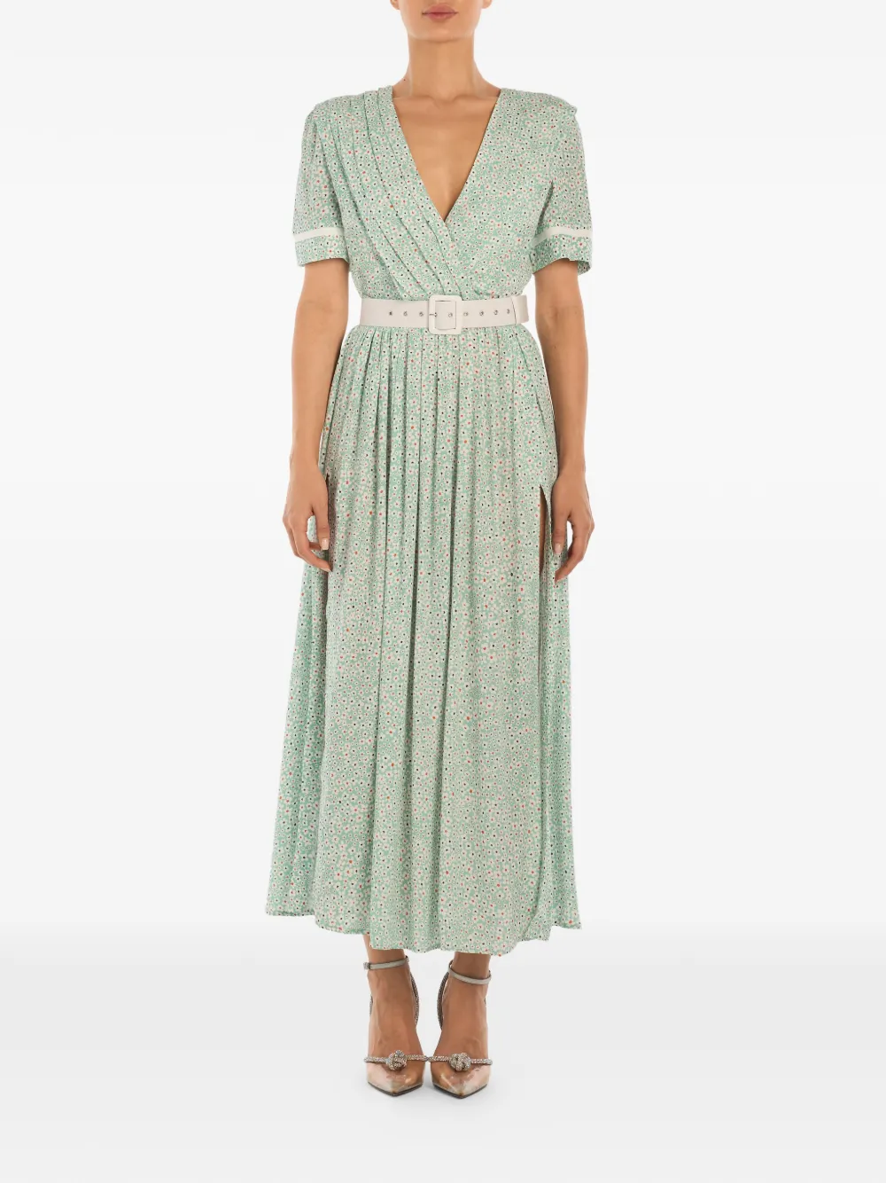  Post Meridiem Side-split Midi Dress - Green 