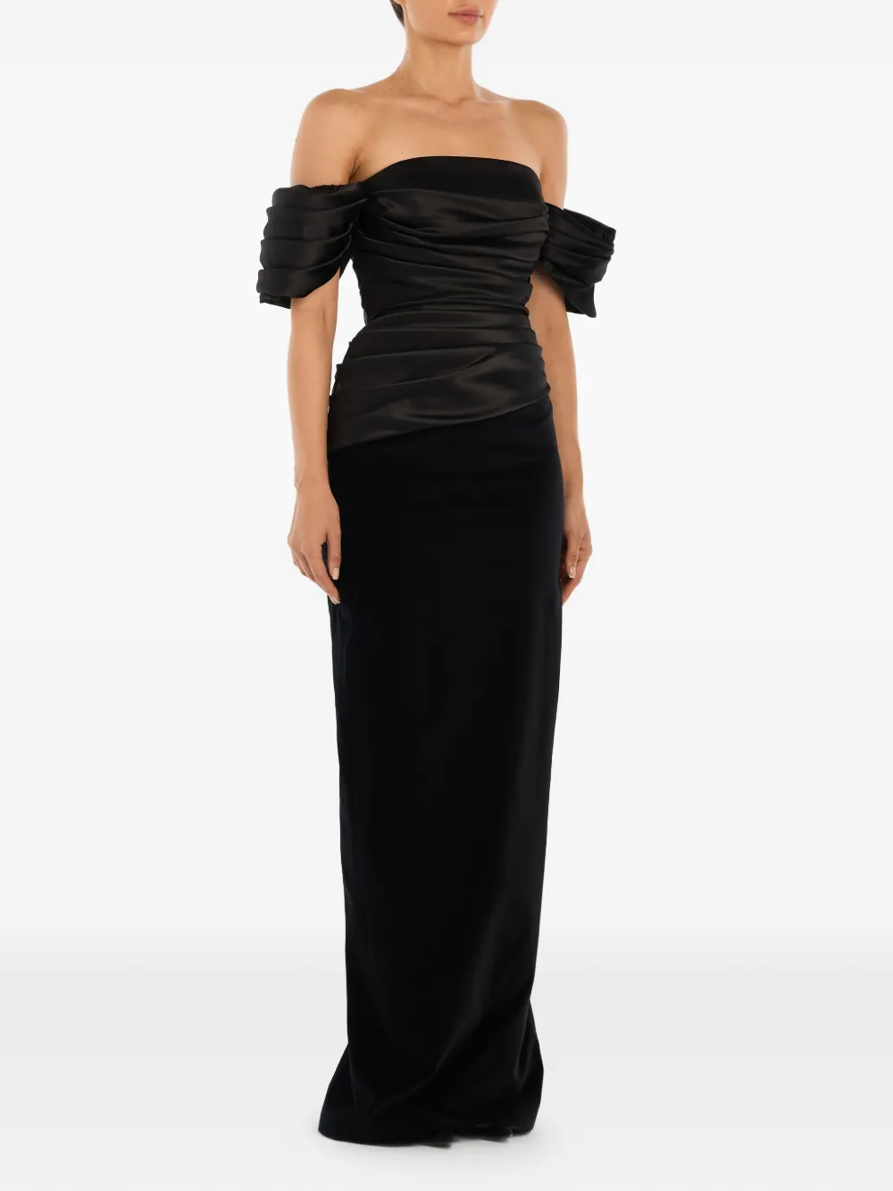 Draped-Sleeves Maxi Dress