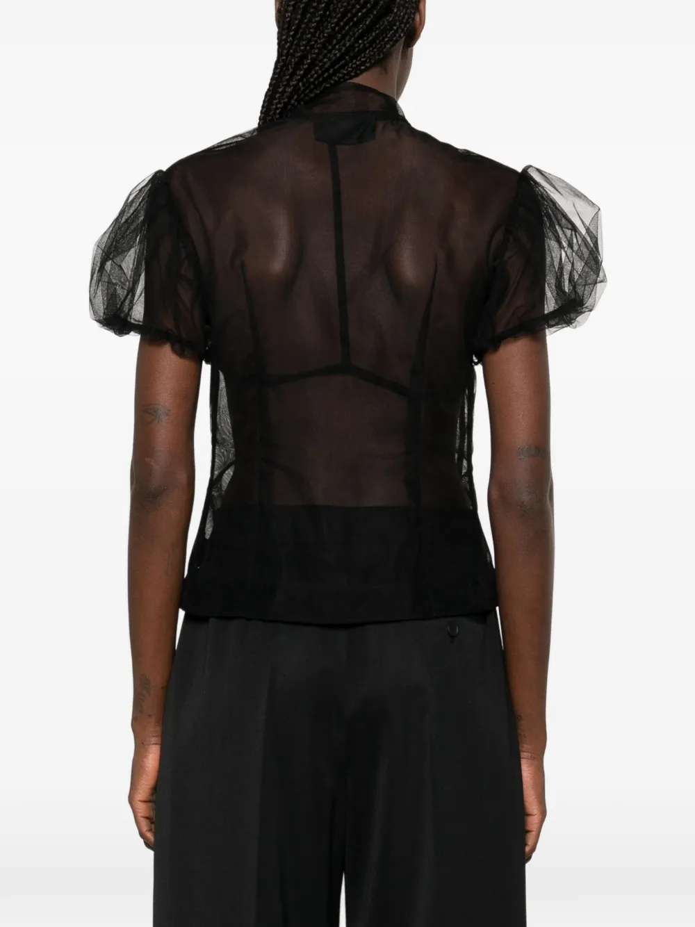 Simone Rocha Tulen blouse Zwart