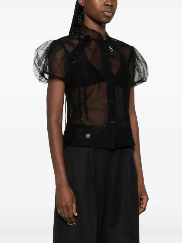 トップス simone rocha Simone Rocha Tulle Shirt | Black | FARFETCH ZA