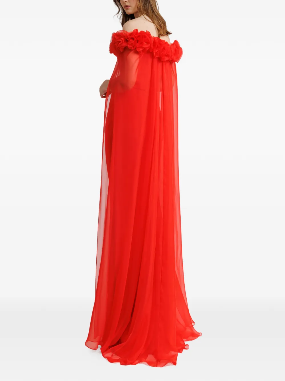 Gemy Maalouf Off-shoulder maxi-jurk verfraaid met bloemen Rood