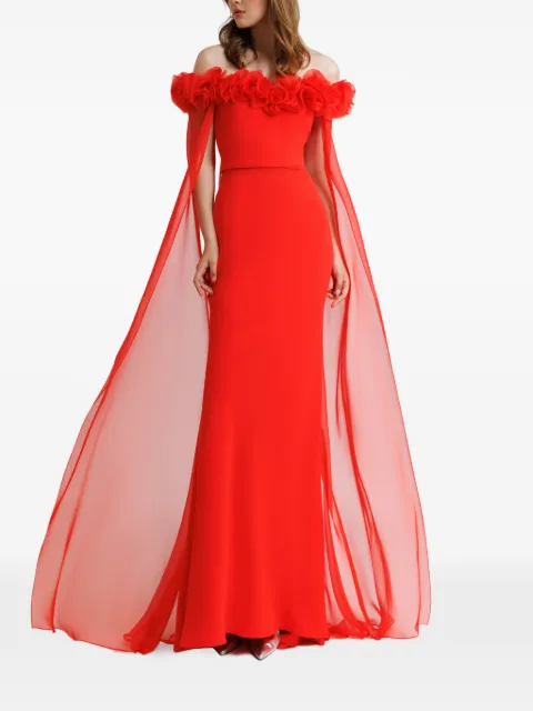Gemy Maalouf off-the-shoulder flower-embellished maxi dress