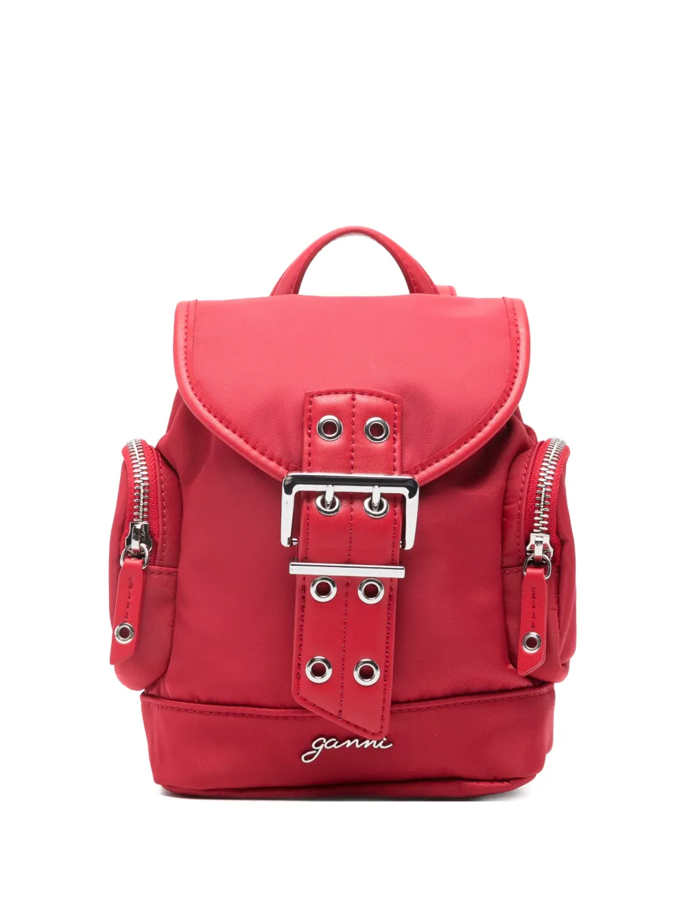 GANNI buckle-detail backpack - Rosso