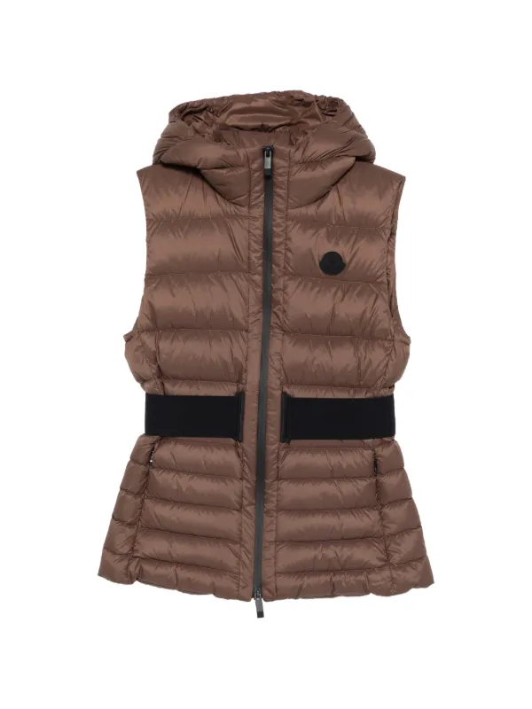 Moncler ブラウンダウンベスト フード付き　n9 MONCLER ブラウン ダウンベスト Moncler ブラウンダウンベスト フード