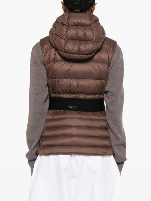 Moncler Melia フーデッド ダウンベスト | ブラウン | FARFETCH JP