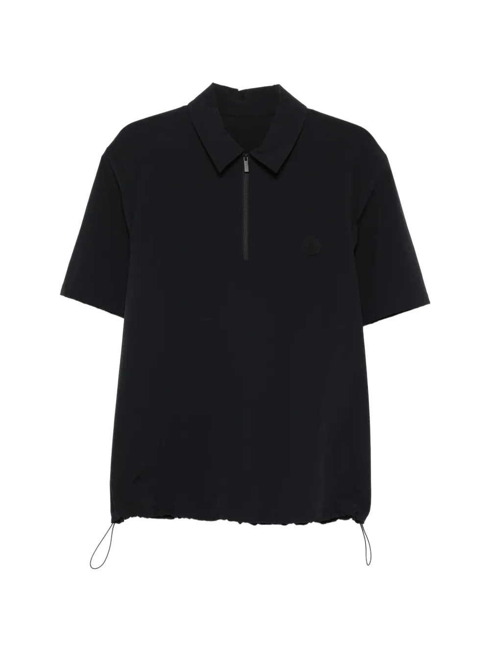 Moncler Zip-fastening Drawstring-hem Polo Shirt In Black