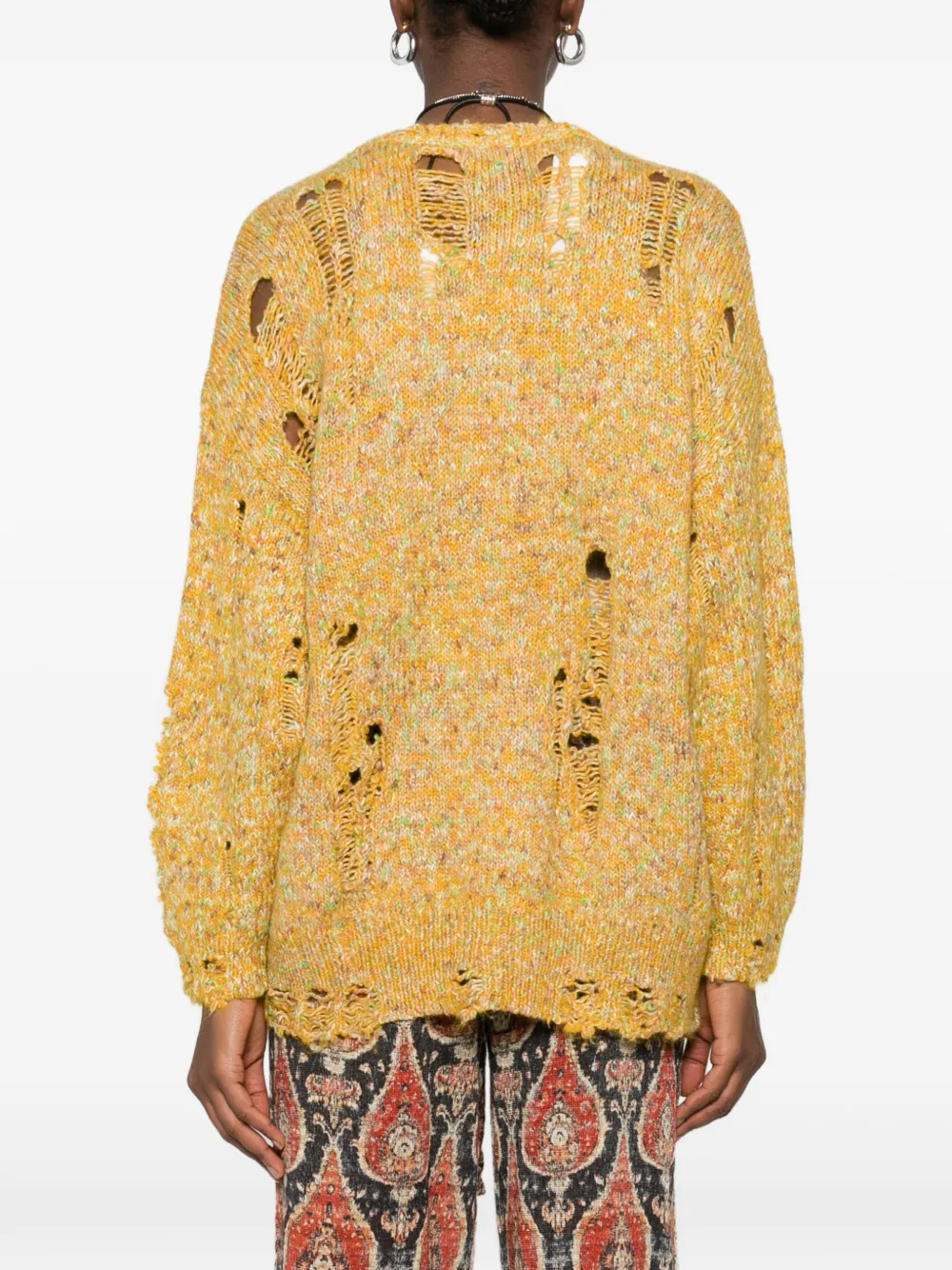 R13 Button Cardigan in Yellow, view 4