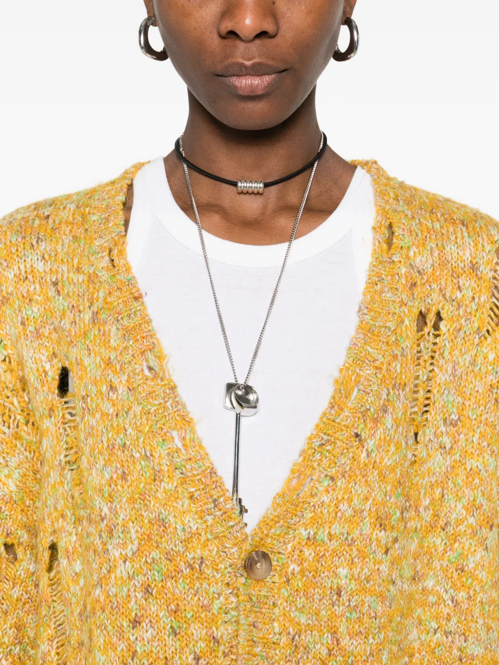 R13 Button Cardigan in Yellow, view 5