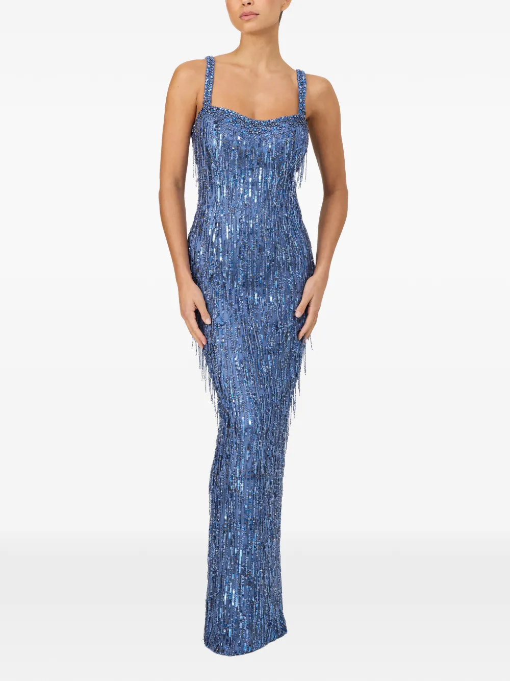 Jenny Packham Fleur avondjurk verfraaid met kralen Blauw