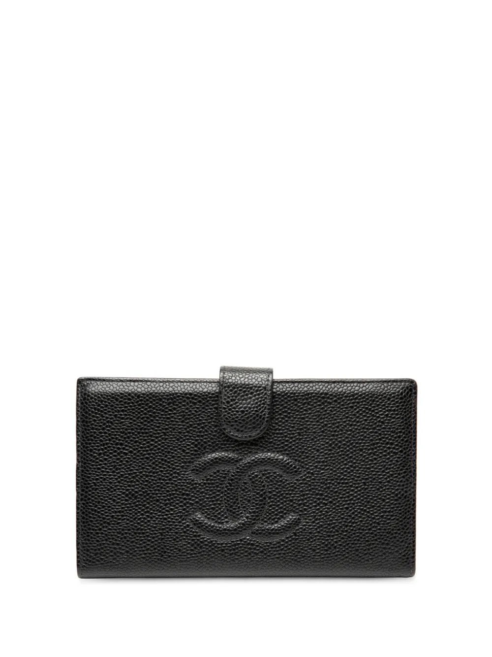 CHANEL Pre-Owned 2002-2003 CC Caviar Bifold French Wallet long wallets - Nero