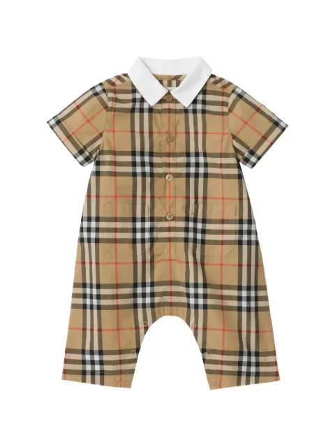 Burberry Kids jumpsuit corto manga corta con motivo de cuadros