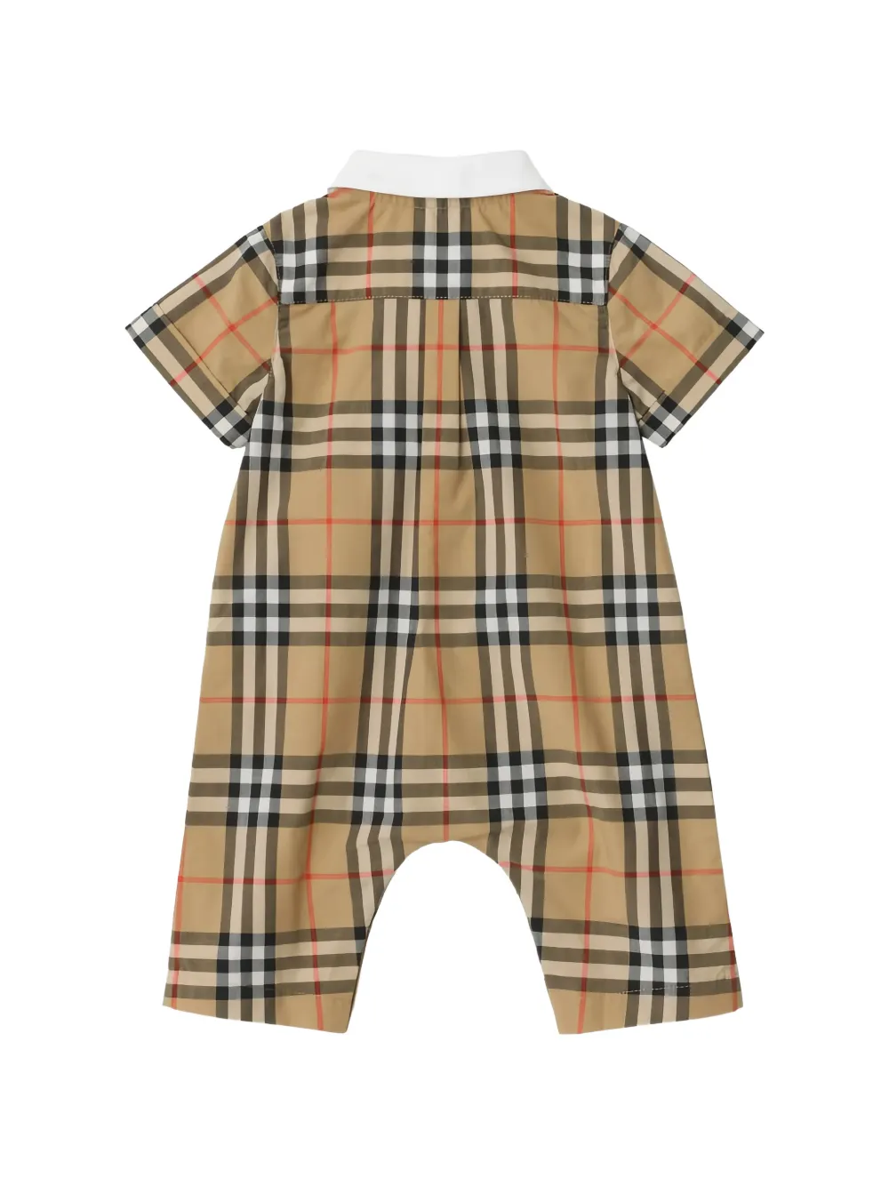  Burberry Kids Checked Short-sleeve Playsuit - Neutrals 
