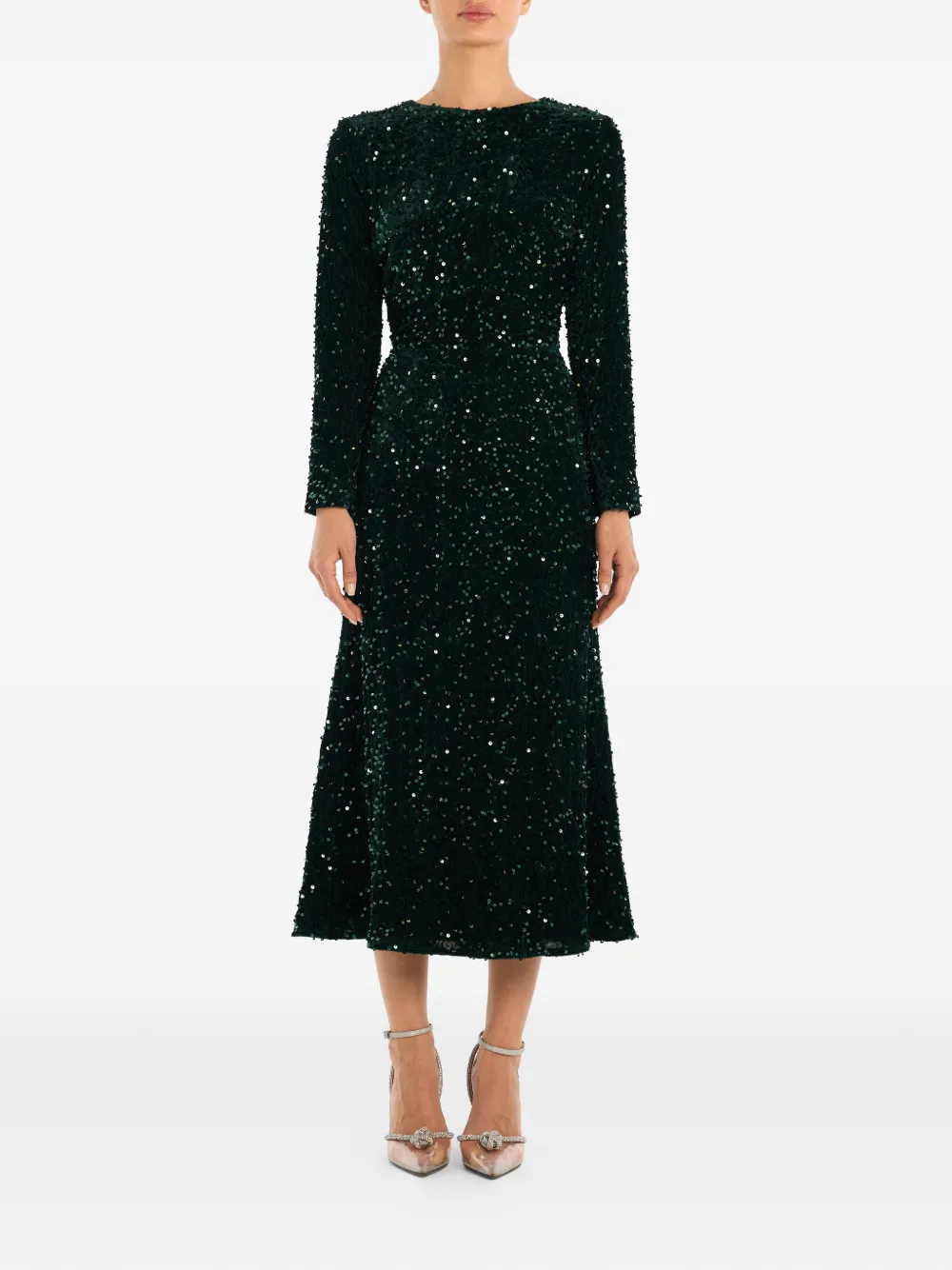  Post Meridiem Sequin-embellished Midi Dress - Green 