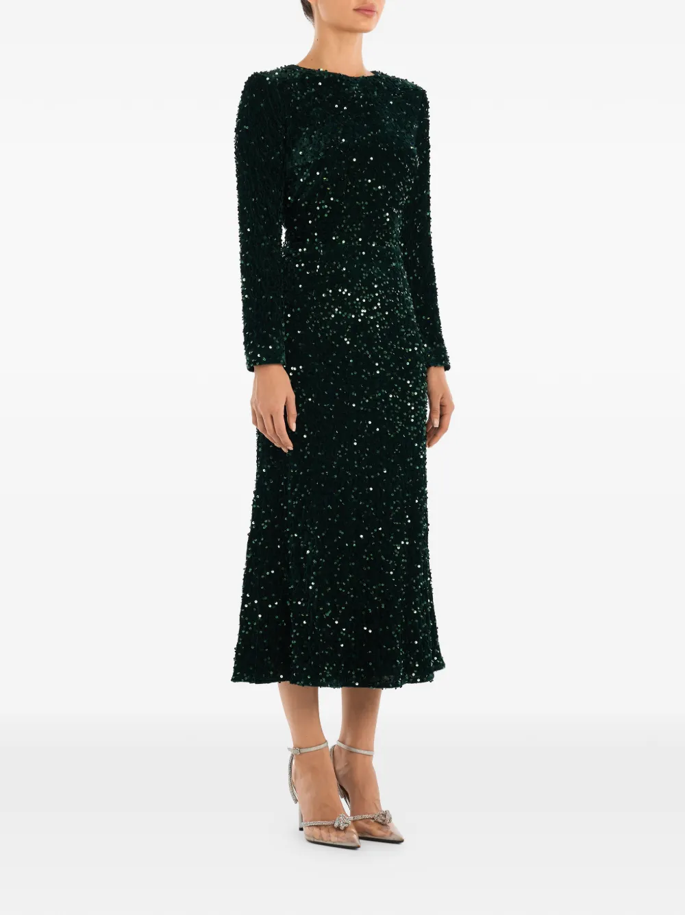  Post Meridiem Sequin-embellished Midi Dress - Green 
