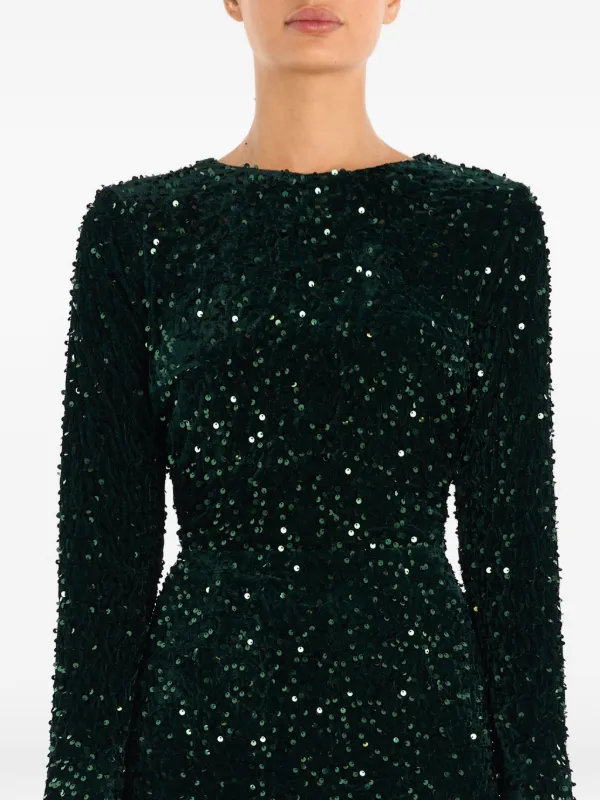 green glitter midi dress POST MERIDIEM sequin-embellished | Evening gown
