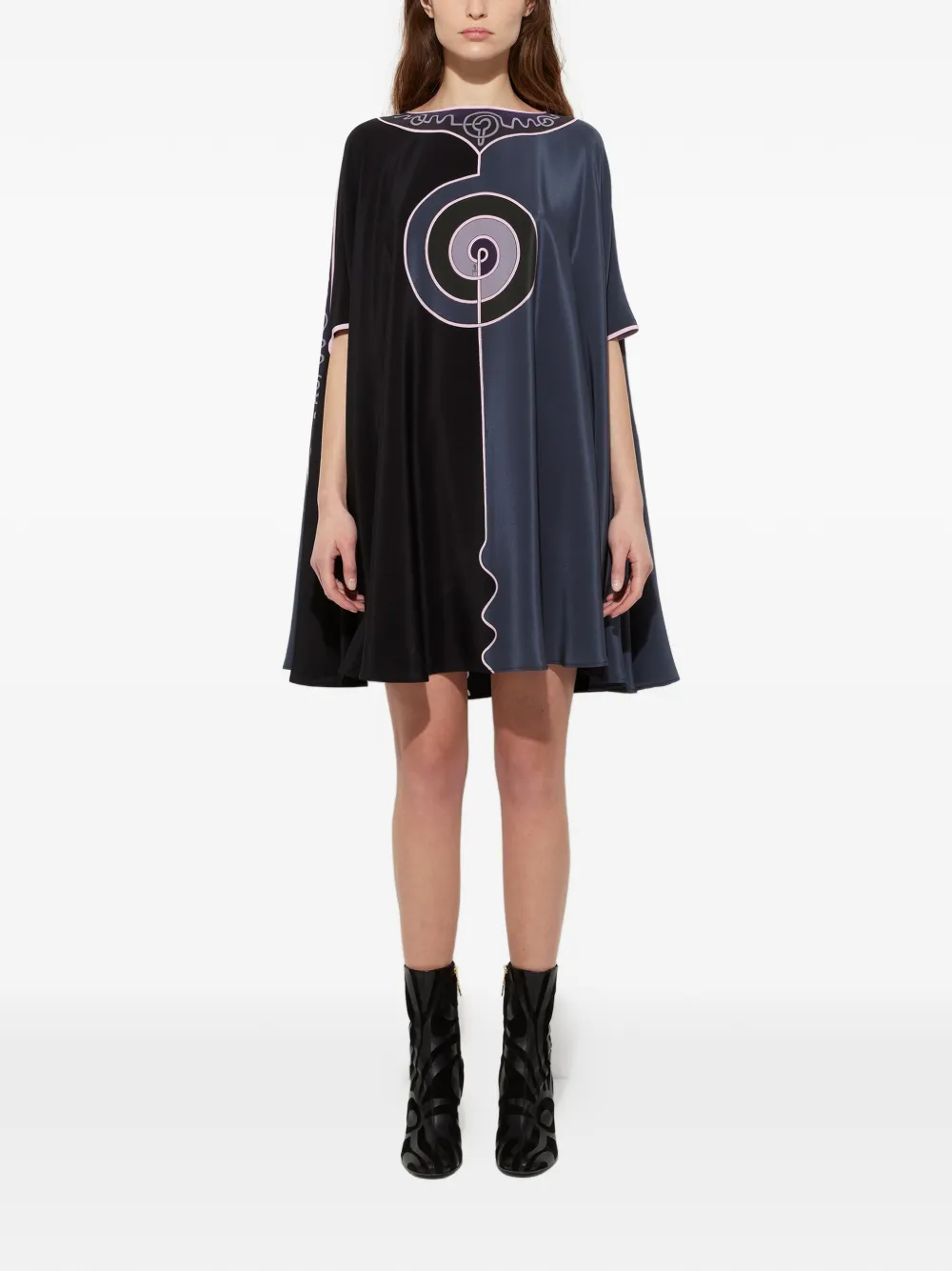  Pucci Astro-print Cape Mini Dress - Black 