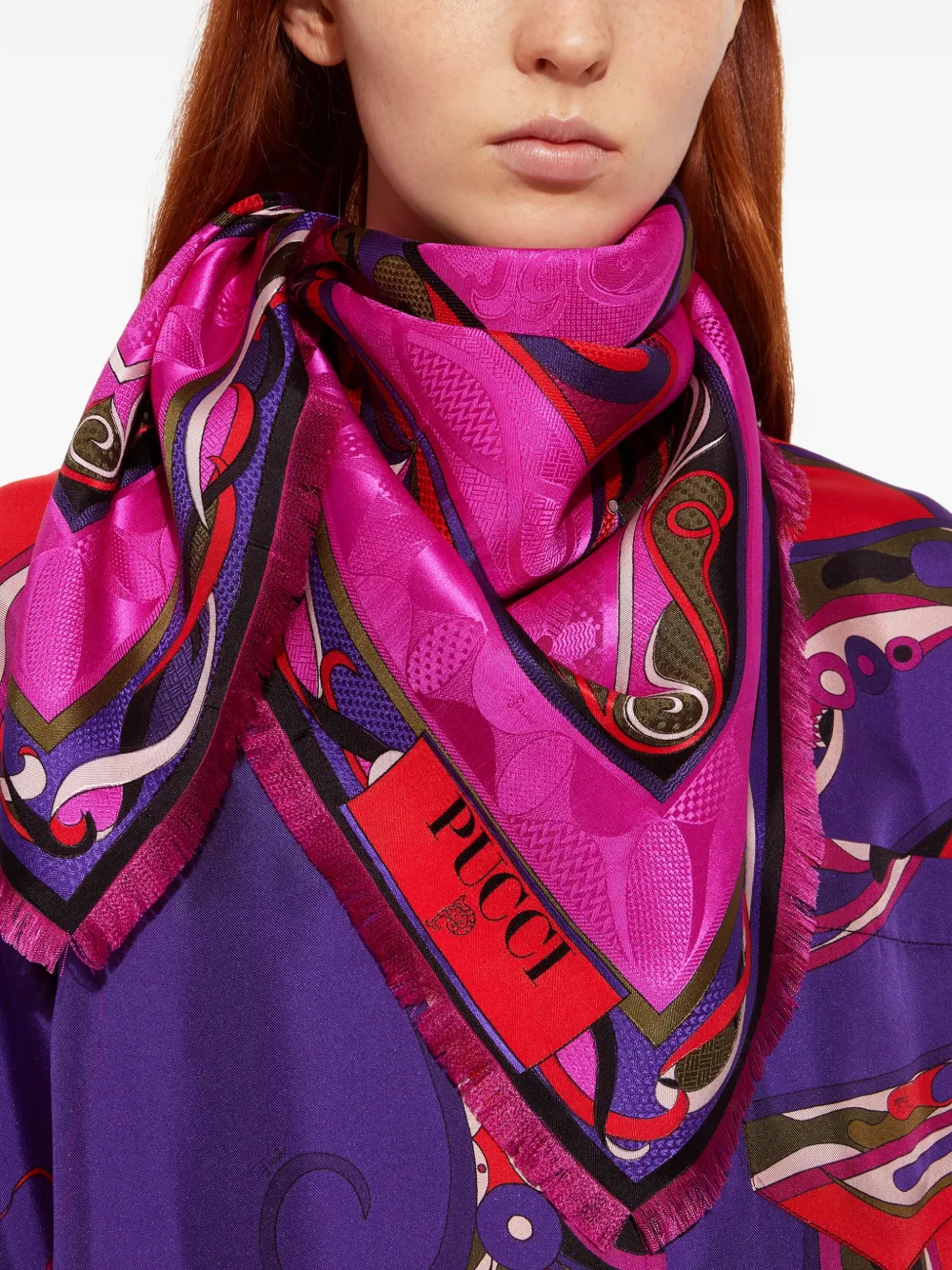 PUCCI Sjaal met jacquard en print Roze