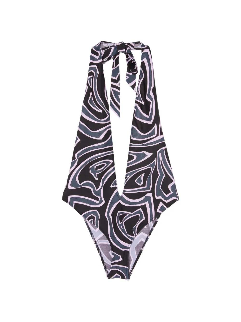 PUCCI labirinto-print deep-neckline swimsuit - Nero