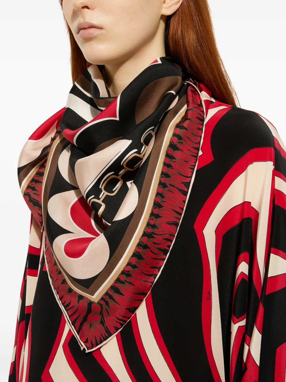 istrice-print silk scarf
