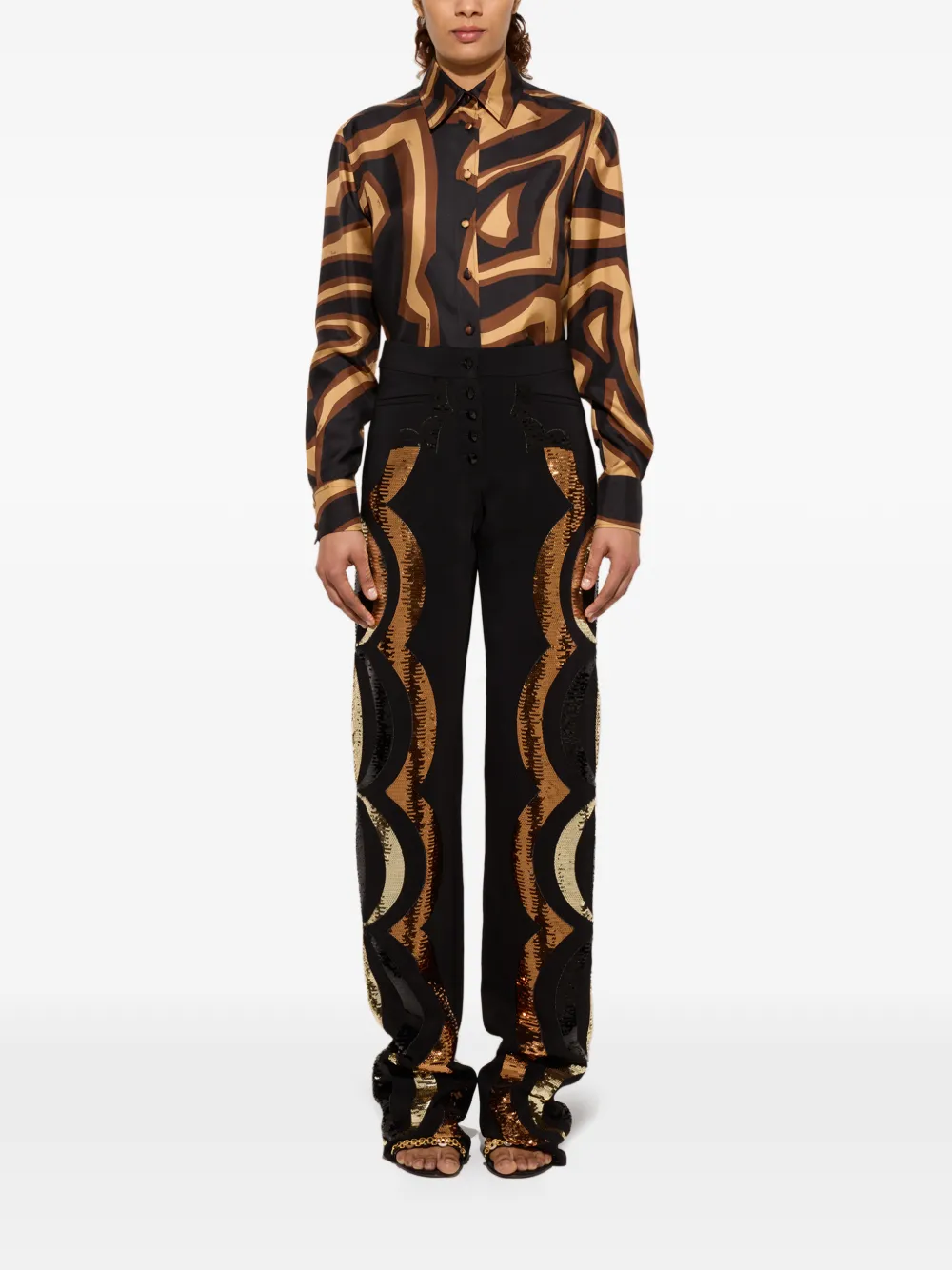 PUCCI Straight broek met borduurwerk Zwart