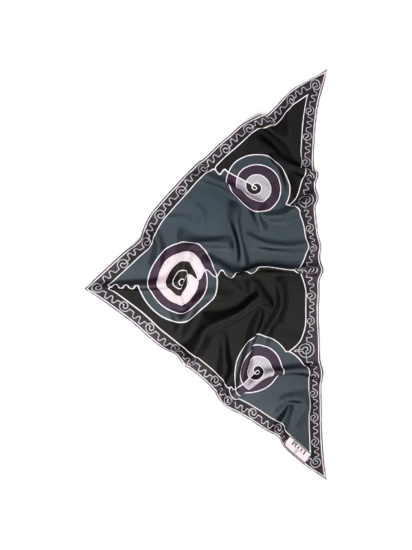 Pucci Astro Print Triangle Silk Scarf in Black