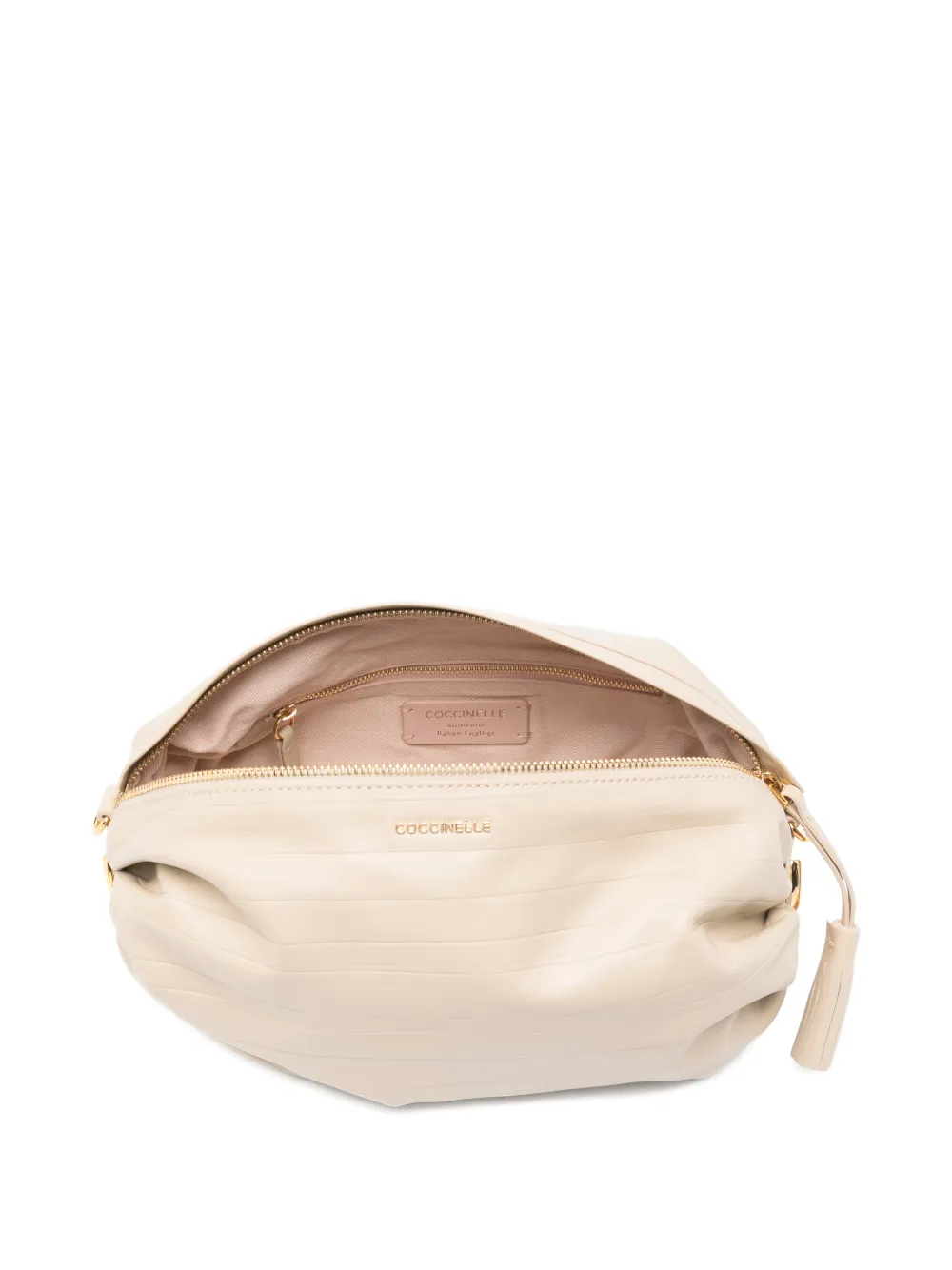 Coccinelle Schoudertas met kwastje Beige