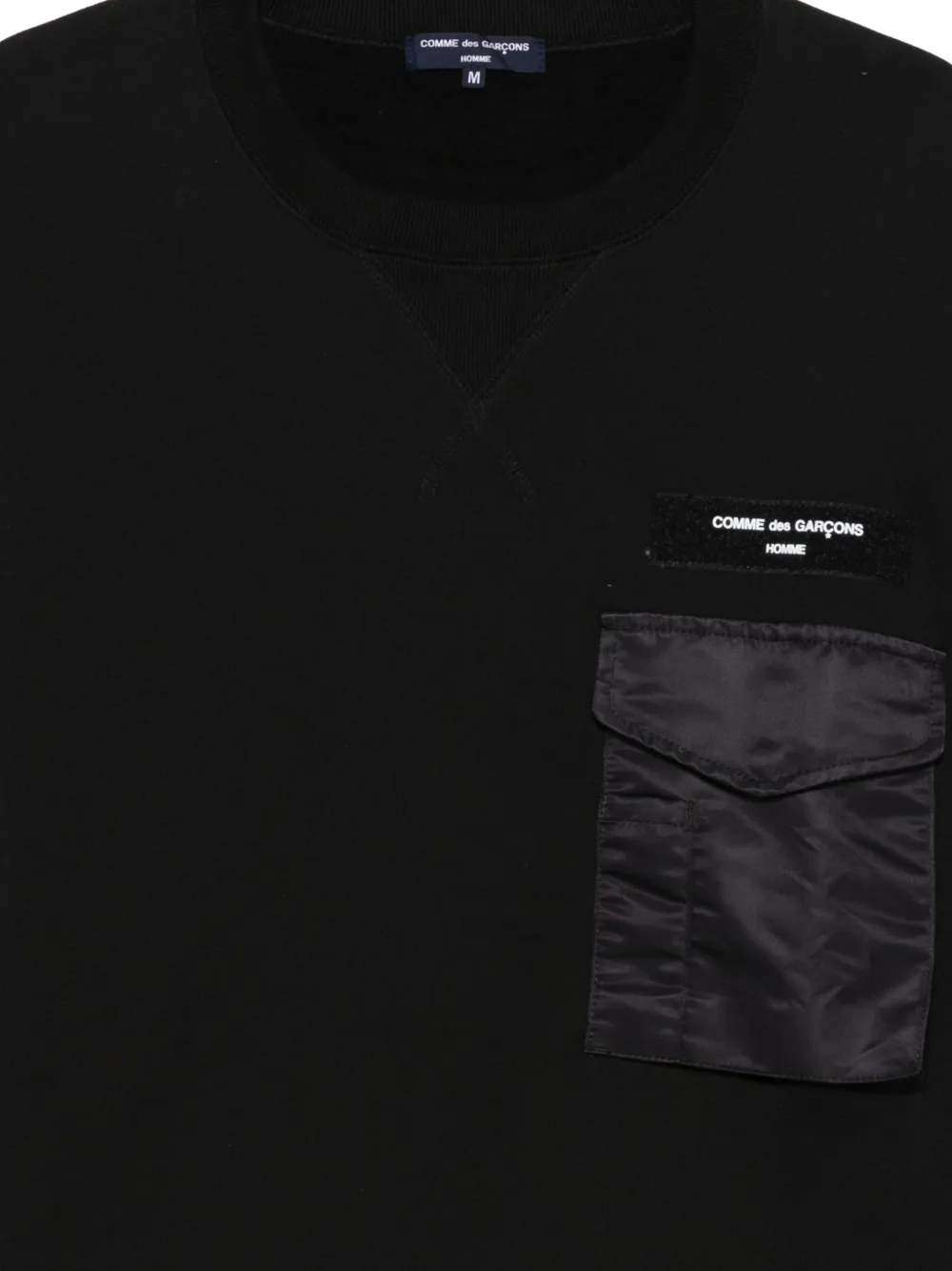 Comme des Garçons Homme Sweater met borstzak en ronde hals Zwart