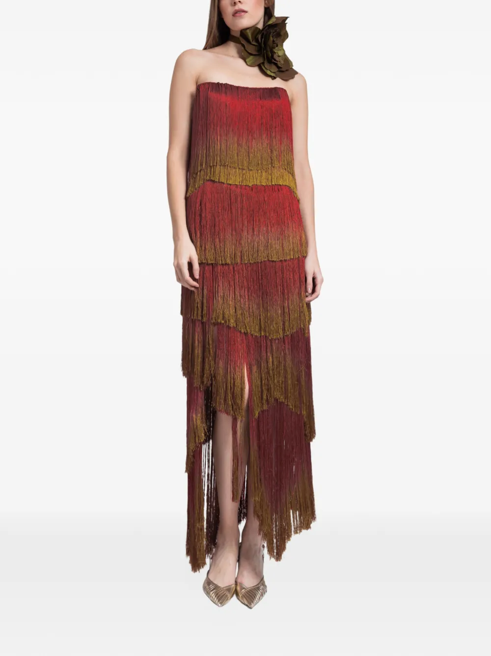 Gemy Maalouf Strapless midi-jurk Rood