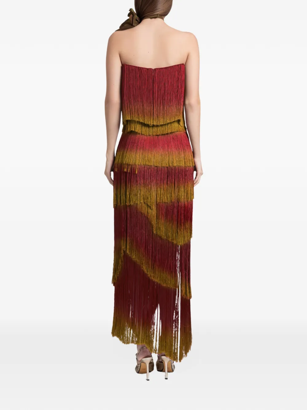 Gemy Maalouf Strapless midi-jurk Rood