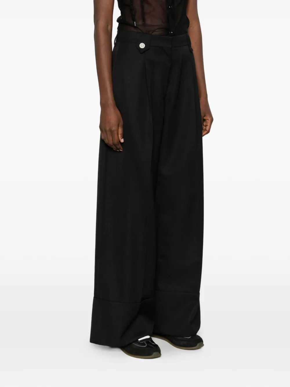  Simone Rocha Button Wide Trousers - Black 
