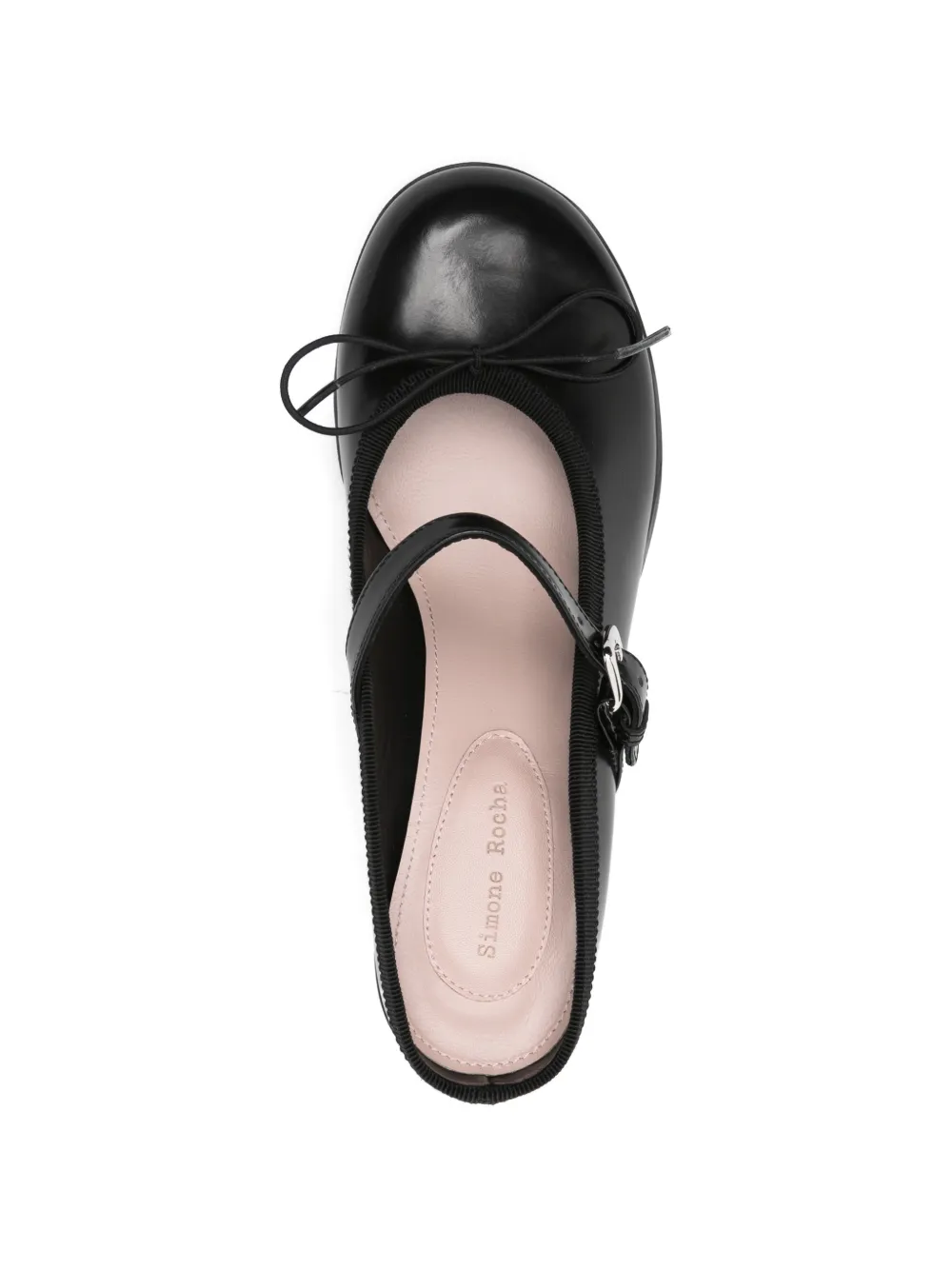 Simone Rocha polished-leather bow mules Zwart