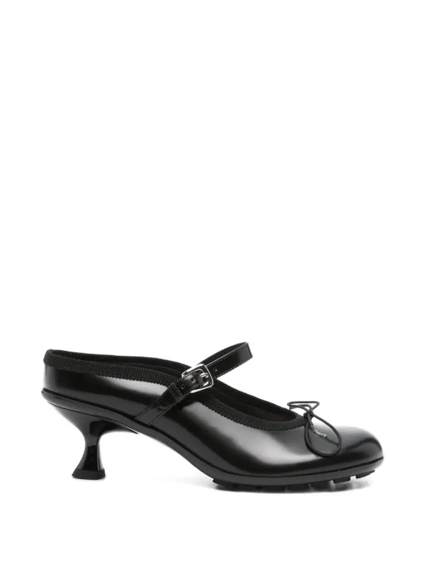 Simone Rocha Polished-leather Bow Mules in Black