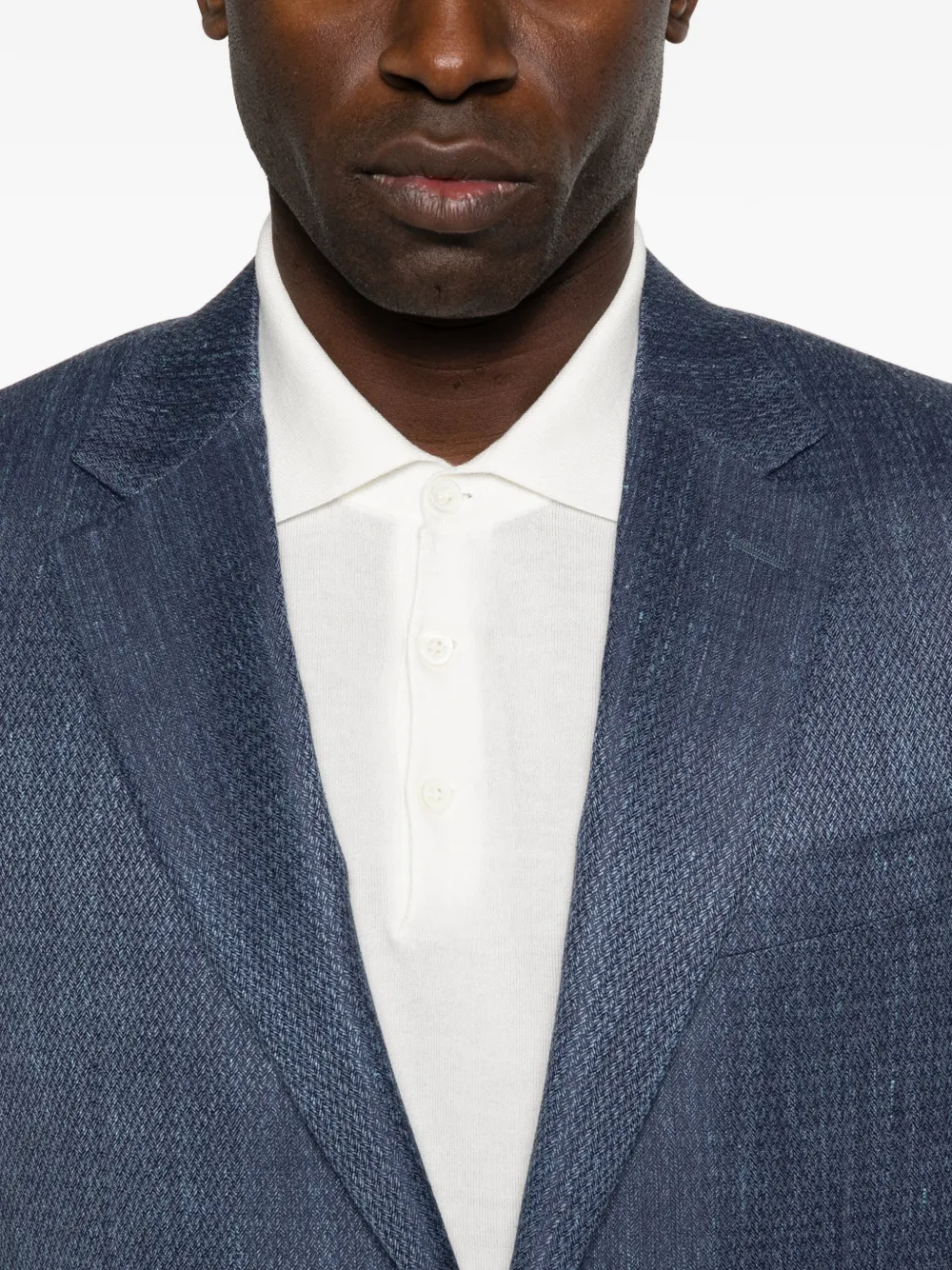 Canali Jack met gekerfde revers en patroon Blauw