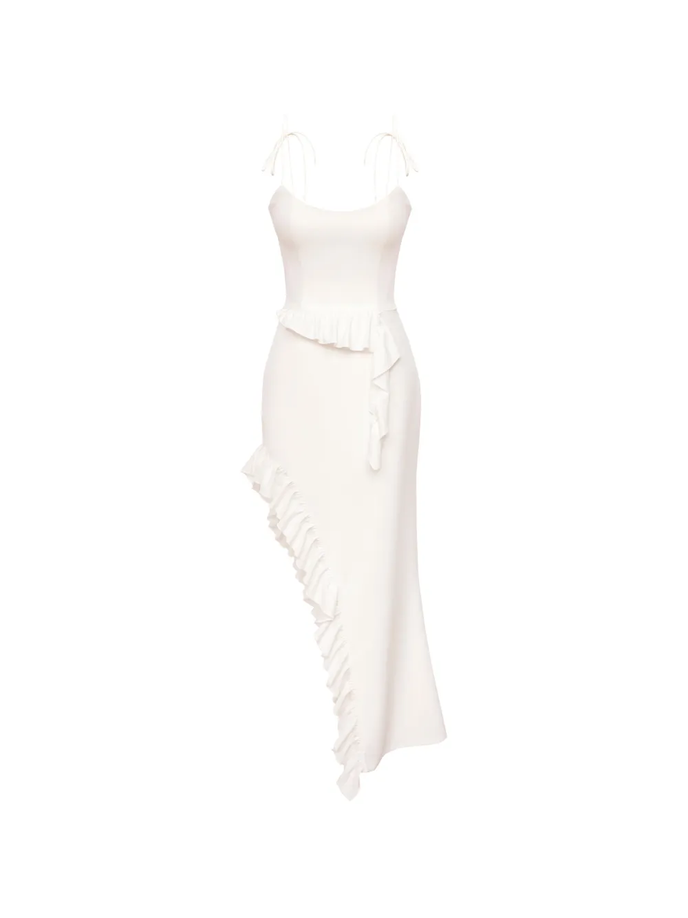 POST MERIDIEM ruffled midi dress - Bianco