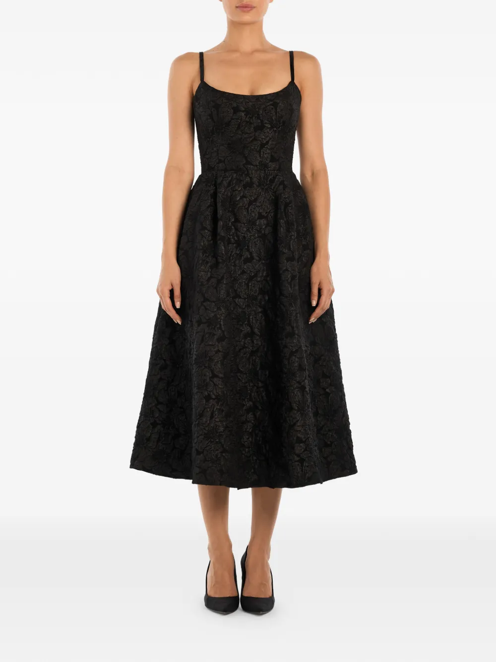 POST MERIDIEM Midi-jurk met jacquard Zwart
