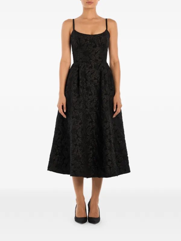 emerald green midi cocktail dress Enchanting Elegance Emerald Green Floral Jacquard Midi Dress