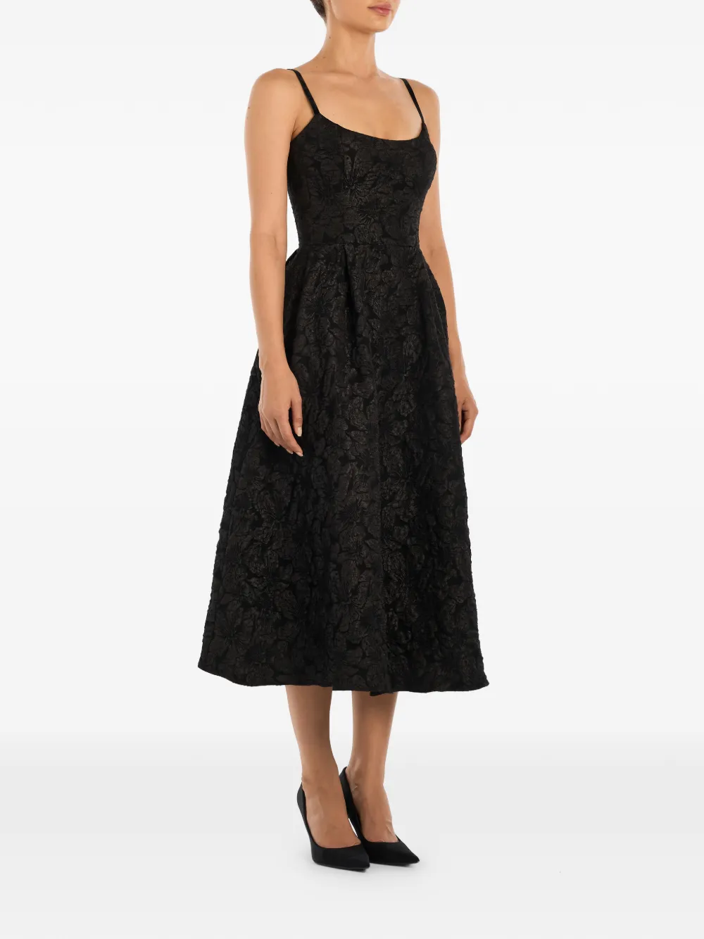 POST MERIDIEM Midi-jurk met jacquard Zwart