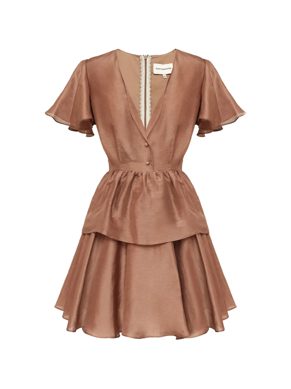 POST MERIDIEM ruffled mini dress - Marrone