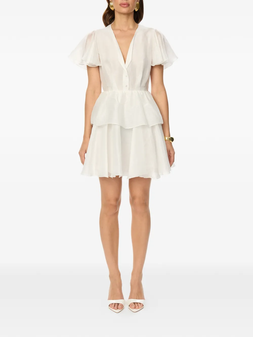  Post Meridiem Ruffled Mini Dress - White 