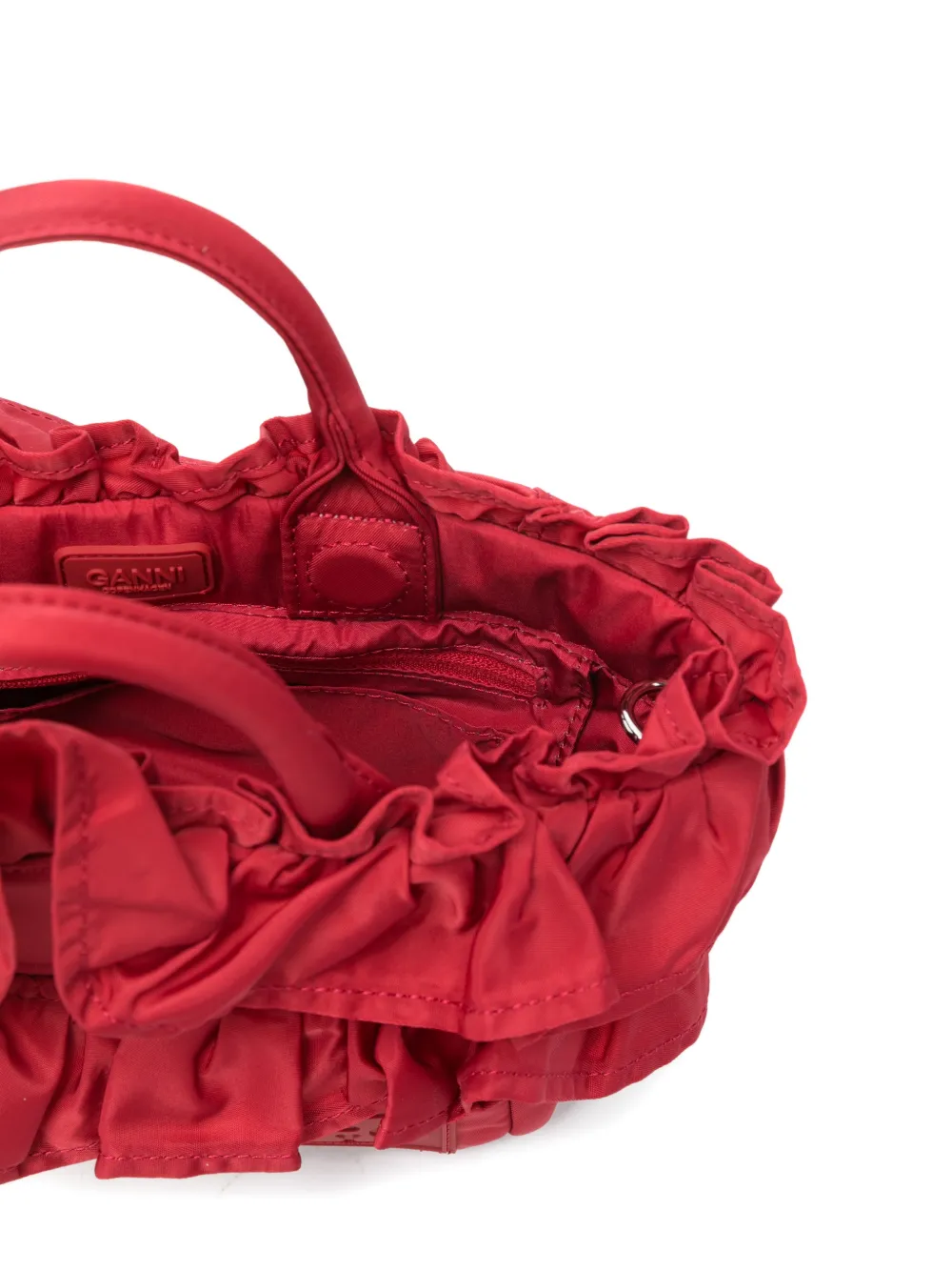 GANNI Shopper met ruches Rood