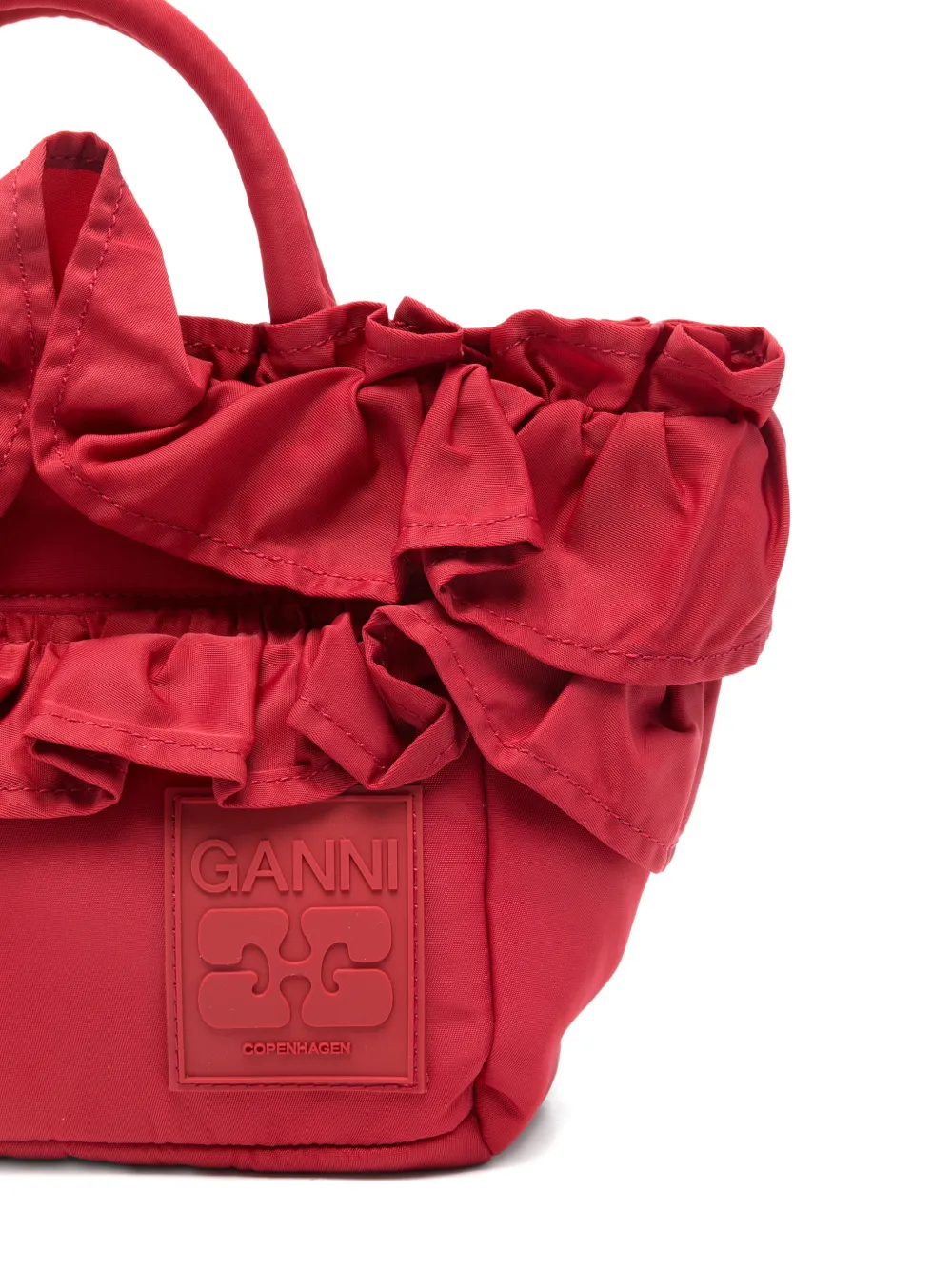 GANNI Shopper met ruches Rood