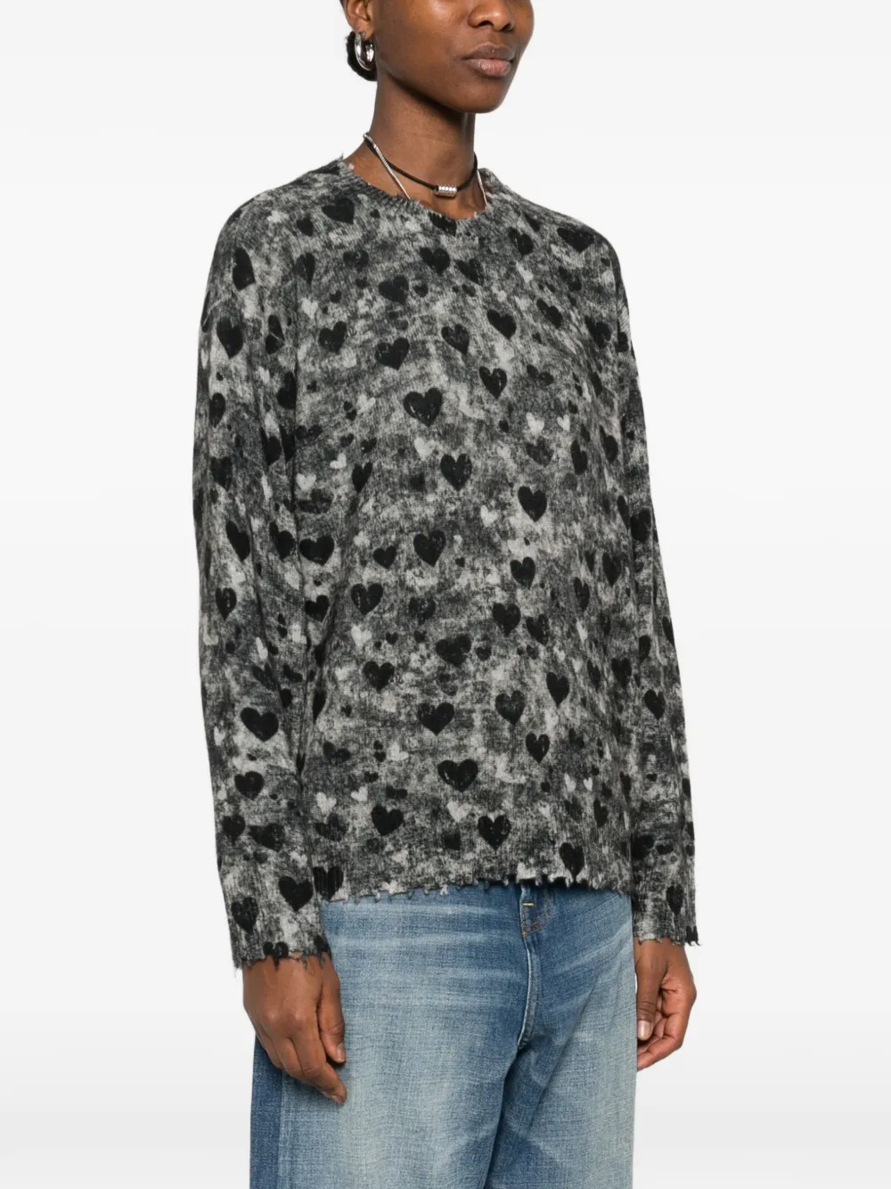  R13 Heart-detail Sweater - Grey 