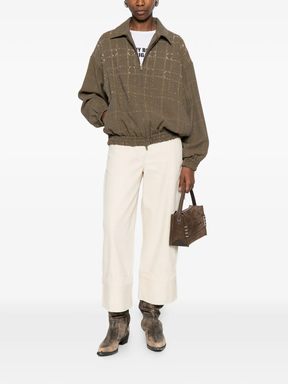  Golden Goose Checked Embellished Jacket - Brown 