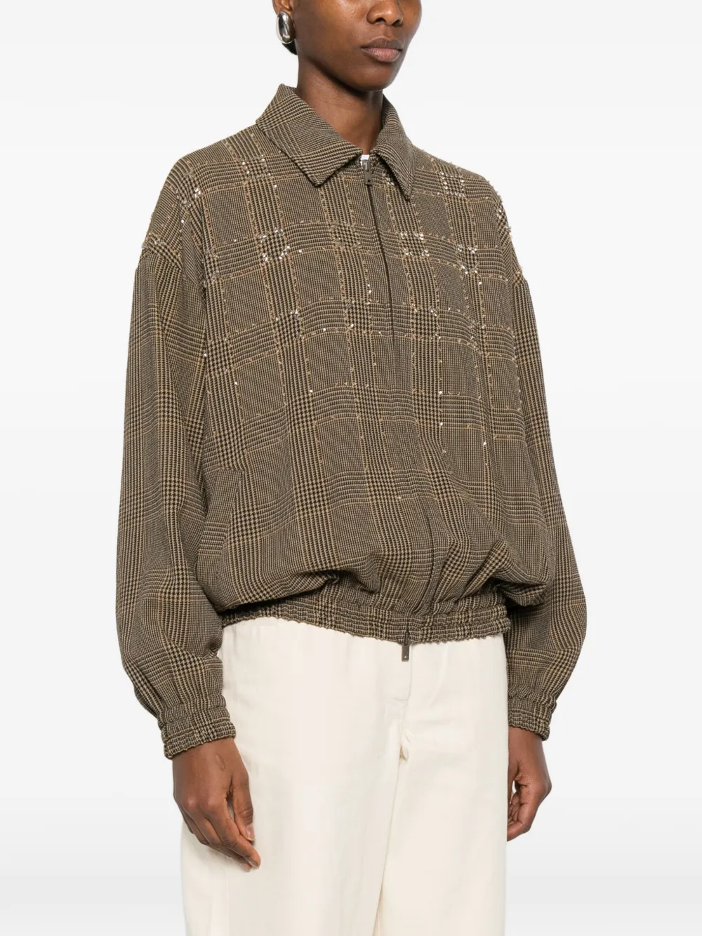  Golden Goose Checked Embellished Jacket - Brown 